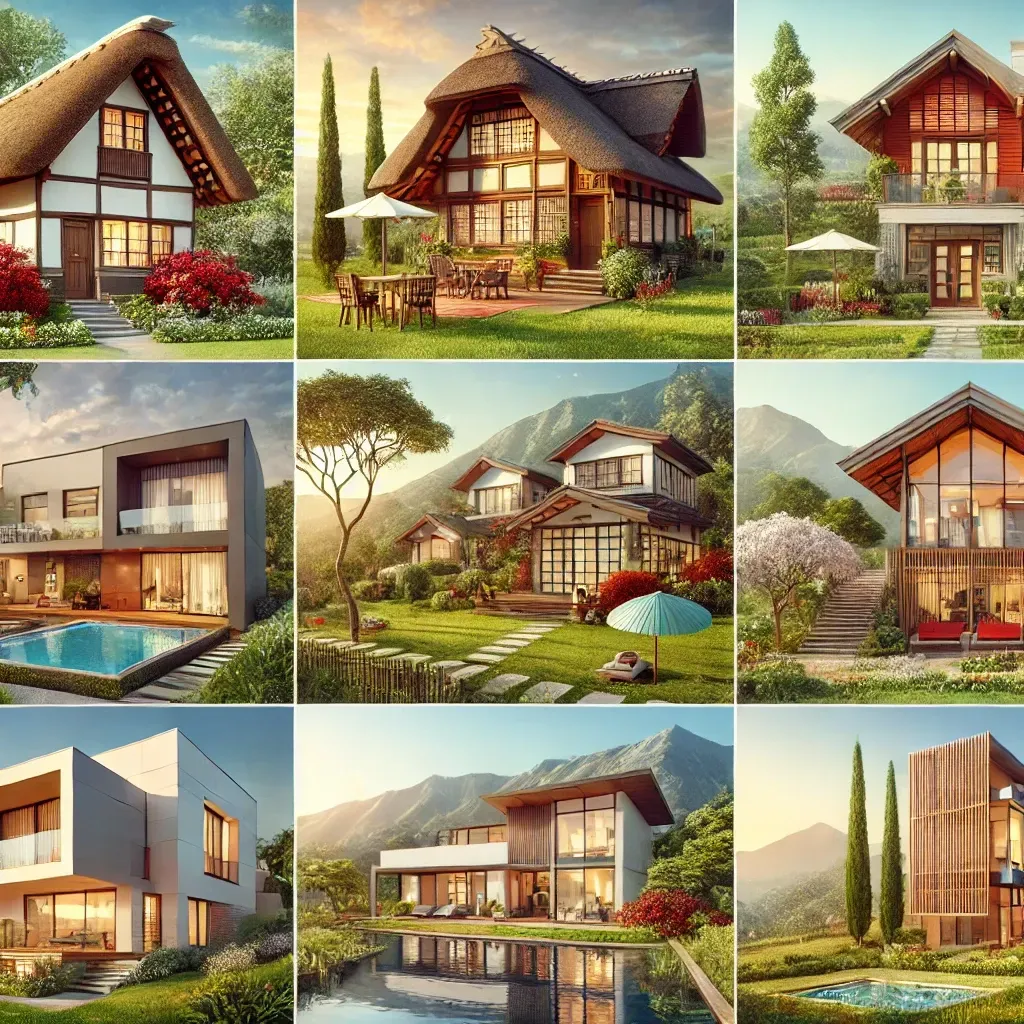 A diverse guide to global house types, showcasing cultural influence and architectural styles