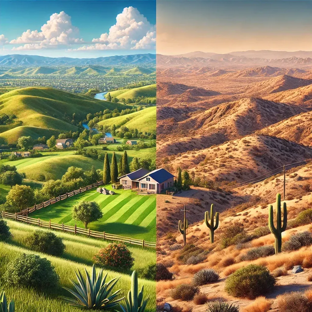 Explore pros and cons of buying land in California's diverse landscapes, job growth, and climate