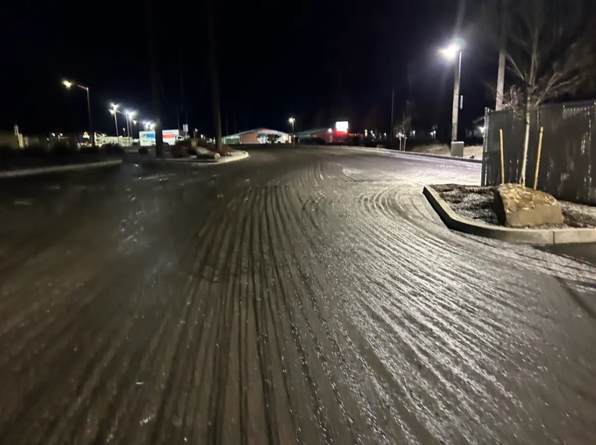 Snow plowed parking lot