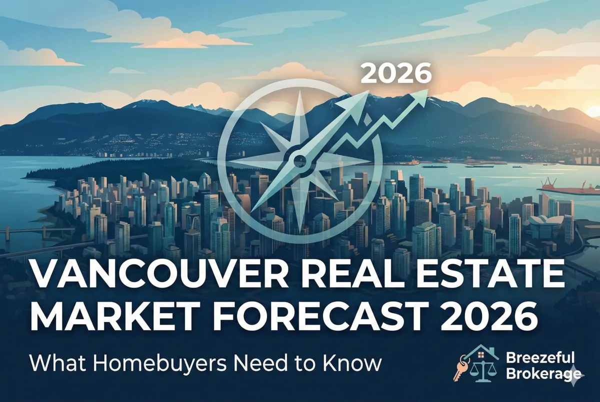 Vancouver skyline with downtown real estate market 2026 forecast Bill Karalash, Vancouver Mortgages. 