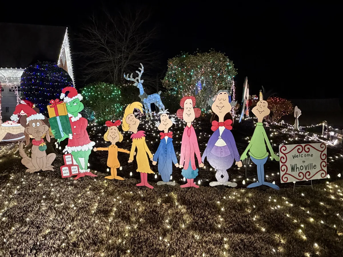 Lou & Kathy's home with Christmas LIghts and displays