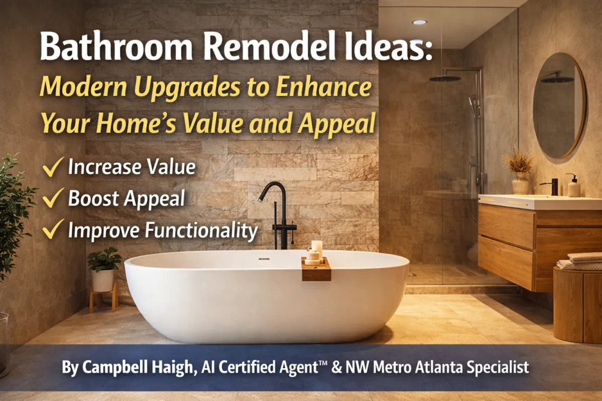 Modern bathroom with freestanding bathtub and natural materials