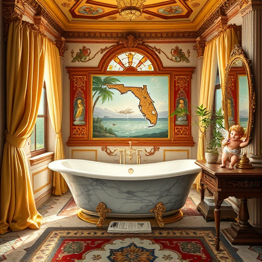 A vibrant expressionist depiction of a bathroom scene illustrating tile installation services in Pasco County, Florida. The artwork features dynamic brushstrokes and bold, swirling lines that emphasize movement and craftsmanship. Central to the image are exaggerated, textured tiles in vivid aqua, turquoise, and sandy beige tones, reflecting Florida’s coastal influence. Some tiles are arranged in playful mosaic patterns, evoking beachside environments. A whimsical, oversized grout float with textural details sits prominently, its handle extending like a lively brushstroke, symbolizing skill and precision. The background showcases a stylized bathtub and shower area rendered with fluid strokes that suggest swirling water motion, conveying calm energy. Quirky details include a tiny seahorse mascot perched on a grout bucket and abstract sun-shaped accents shining through a window, indicating a sunny Florida day. The scene blends coastal freshness with professional tile craftsmanship, using a warm, saturated color palette of rich blues, sun yellows, soft browns, and coral ambers. Overall, the energetic and optimistic atmosphere highlights reliable tile installation expertise infused with local charm, making it an engaging and memorable image for a blog cover about bathroom tile services.