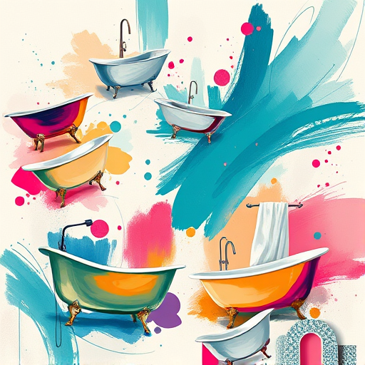 A colorful street art-inspired illustration of luxurious vinyl bathroom flooring featuring a bold mosaic pattern that mimics opulent marble and intricate tile designs. The design includes stylized spray paint textures, thick outlines, and vibrant reflections in deep blues, shimmering golds, and crisp whites, creating an energetic and sophisticated atmosphere. Quirky details such as smiling water droplets, neon-colored soap bubbles, and funky geometric shapes with floral motifs add personality and charm. The background hints at a bathroom environment with graffiti-style fixtures like faucet tap icons and abstract soap dispensers, set against layered spray paint splashes and urban brick textures. The overall scene is vibrant, playful, and lively, emphasizing bathroom flooring as a canvas for creative expression, with a rebellious street art style characterized by vivid contrasts, exaggerated shadows, and dynamic composition. The color palette features rich jewel tones including emerald green, ruby red, and sapphire blue, accented with metallics to evoke luxury and urban rawness.