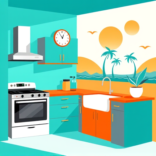 A traditional wooden kitchen scene illustrated in an elegant Chinese Brush Painting style, featuring intricately detailed cabinets of varying sizes and depths with flowing brush strokes that highlight craftsmanship and harmony. The cabinets are decorated with delicate, swirling Chinese ink motifs, some compartments whimsically exaggerated or skewed for playful character. Small stylized drawers and doors display tiny symbolic objects such as a miniature teapot, a scroll, and a floating maple leaf, hinting at storage and life's small surprises. The background depicts a serene, misty landscape with faint mountains and clouds, creating a calm, contemplative atmosphere. The color palette includes ink black, soft greys, and moss green shades, blending tranquility with curiosity. Subtle implied movement is conveyed through flowing cabinet contours, a ripple in a silk curtain, and a gently swaying hanging lantern, adding a poetic, whimsical touch to the traditional artistic interpretation of kitchen design.