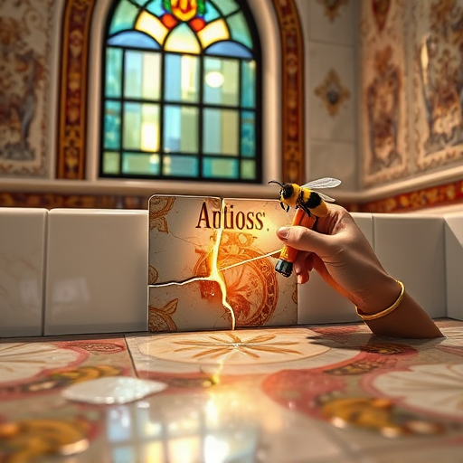 A Gothic-inspired kitchen renovation scene set in Hudson, Florida, featuring an opulent medieval-style kitchen with high arched stone walls illuminated by flickering wrought-iron lanterns. Ornate dark wooden cabinetry with intricate carvings complements modern stainless-steel appliances that shine like enchanted relics. A large stone fireplace flickers with candlelight, creating a cozy, mysterious atmosphere, while vintage iron chandeliers hang overhead, with crystals casting rainbows through stained-glass windows depicting swirling waves and seafarers, emphasizing Hudson’s coastal charm. In the foreground, a polished marble island with Gothic filigree supports copper pots, brass utensils, and a whimsical feather quill. A rustic wrought-iron sign reading “Revamp & Conquer” hints at renovation transformation. Towering Gothic archways with tracery and leaded glass windows offer views of a stormy, moonlit Gulf sky and distant sea. Decor elements include potted dark green plants, a small gargoyle-shaped clock, and a tiny medieval banner saying “Transformation,” blending regal Gothic elegance with quirky, playful details in a palette of deep blues, rich browns, charcoal greys, and tarnished gold, evoking a mysterious yet professional kitchen renovation atmosphere.