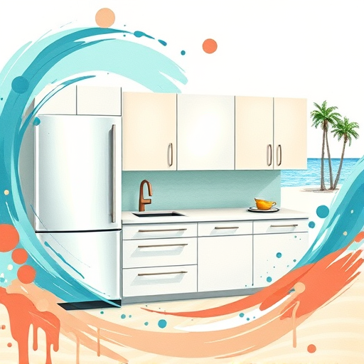 A minimalist flat lay image displaying bathroom renovation materials, including textured ceramic tiles in shades of blue and neutral tones, eco-friendly bamboo flooring planks, modern sleek faucets with subtle reflections, and transparent containers filled with grout, caulk, and adhesives. The arrangement emphasizes different textures and materials, with playful touches like tiny rubber duck figurines perched on tiles or faucets. The background features a smooth pastel gradient transitioning from light teal to soft beige, creating a calming, professional atmosphere. Subtle shadows and clean lines highlight the simplicity and clarity of the scene, while small labels or price tags on each item suggest affordability and value. The overall aesthetic is calm, trustworthy, and elegant, with a restrained color palette of cool blues, earth tones, and gentle greys, ideal for a blog about cost-effective bathroom upgrades.