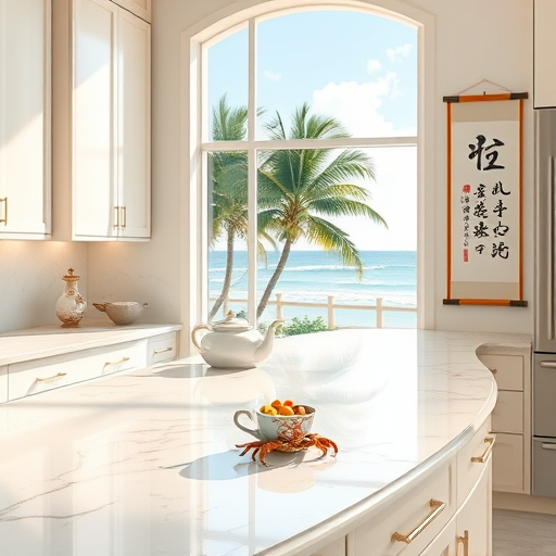 A whimsical, kid-friendly bathroom illustration in a rich Symbolism style featuring vibrant mosaic tiles in blues, greens, and yellows. The scene includes an oversized, smiling whale-shaped bathtub, colorful floating soap bubbles, and playful toothbrushes with faces. Walls are decorated with stylized dolphins and fish against water and wave motifs, blending nature and fantasy. Delicate tree branches with leaf patterns resemble stained glass, adding warmth. A floating cloud drifts near the ceiling, sprinkling star-like water droplets, while soft skylight lighting creates a calm, dreamlike atmosphere. Quirky details include a smiling faucet, animated toothbrushes, and a mirror framing an abstract moon, evoking innocence, creativity, and imaginative play in a safe, enchanting space.