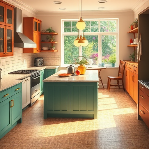 A serene interior scene rendered in elegant Chinese Brush Painting style, featuring an accessible living space with a low wooden table holding various appliances such as washing machines and kitchen gadgets. Surrounding the appliances are stylized bamboo plants and clouds, evoking balance and harmony. Playful elements include a tiny ladder leaning against a washing machine and a small cartoonish wheelbarrow transporting mini appliances, adding a whimsical touch. The color palette comprises ink black, jade green, muted ochre, and hints of crimson, creating a calm, inviting atmosphere that emphasizes accessible, thoughtful design. The scene exudes a sense of tranquility, innovation, and playful ingenuity, blending traditional artistic techniques with modern functionality.