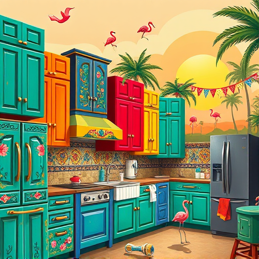 A luxurious Baroque-inspired bathroom scene featuring an intricately carved marble vanity with gilded accents and swirling floral motifs. The background is richly decorated with elaborate wall moldings, opulent drapery, and shimmering gold details. The scene highlights vintage bathroom fixtures, including an elegant clawfoot bathtub with swirling patterns, a classic porcelain sink with scrolling handles, and an ornate gilded mirror reflecting warm, soft light. Playful, exaggerated details such as tiny cherubs atop fixtures and faint steam curls add whimsical charm. Illuminated by a grand crystal chandelier casting a warm amber glow, the environment exudes opulence and serenity. Intricate tiled floors and richly textured wall panels evoke historical grandeur, with a color palette of deep golds, warm beiges, and jewel tones. The artist emphasizes dramatic light and shadow, creating a romantic and theatrical atmosphere, accented by quirky elements like a crown-shaped soap dish and a faucet with miniature musical notes, blending refined craftsmanship with playful flair.