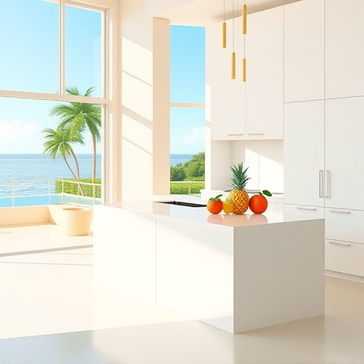 A vibrant depiction of a bathroom remodel scene rendered in Pre-Columbian art style, featuring stylized geometric patterns, bold contrasting colors inspired by ancient Mesoamerican textiles, and ornate stone sinks with decorative tiles displaying Aztec or Inca motifs. The scene includes lush, stylized foliage with intertwined serpents or feathered creatures symbolizing transformation, and a mosaic wall resembling a jungle canopy with feathers and leaf patterns. Playful details such as a tiny sun peeking over the scene and hidden mythical creatures within the tilework add personality. The color palette consists of earthy browns, vibrant reds, cool turquoise, and gold accents, conveying warmth and vitality. Overall, the artwork blends cultural richness, craftsmanship, and playful symbolism to transform a bathroom remodel into a mythic, sacred space filled with life.