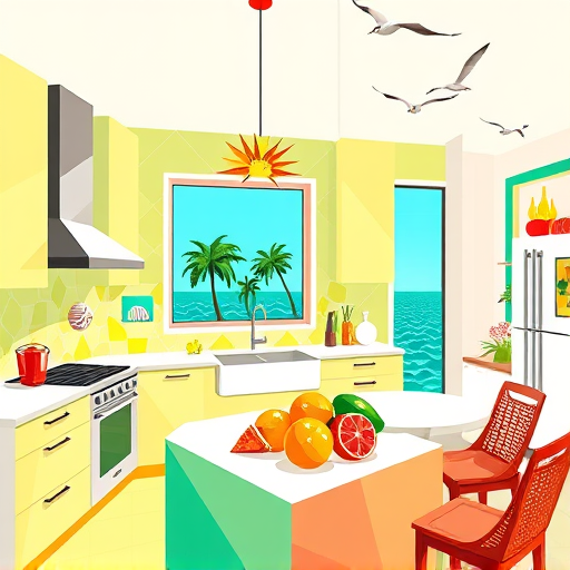 A hyper-realistic, vibrant scene illustrating "Home Renovation 101," featuring a cozy yet lively workshop. In the foreground, a well-organized workbench holds colorful paintbrushes, small paint cans, and miniature blueprint sketches, highlighting ongoing DIY home improvement projects. A sturdy wooden ladder leans against a freshly painted wall with scattered paint splatters on the floor, indicating active renovation work. To the side, a vintage toolbox brims with hand tools such as a hammer, screwdriver, and tape measure, each rendered with realistic textures. In the background, a half-completed wall reveals exposed drywall and insulation. Decorative details include a whimsical plant climbing a nearby shelf and a quirky clock with tools instead of numbers, adding personality to the space. Soft natural light filters through a nearby window, warming the scene with inviting tones that evoke a sense of productive creativity. The workshop environment is both lively and organized, blending fun with professionalism, with subtle humorous touches like a tiny mascot figurine dressed as a construction worker on a shelf and paint smudges forming playful smiley faces. The color palette features warm earth tones accented with vibrant turquoise, yellow, and red, emphasizing optimism and creativity in home renovation. This detailed scene invites viewers to explore the engaging and inspiring world of DIY home improvement and making a house a personalized home through renovation.