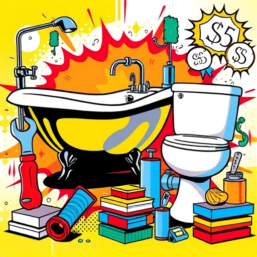 A sleek, minimalist illustration of a modern bathroom in Lutz, Florida, featuring a spa-inspired design with clean lines and geometric shapes. The scene includes a streamlined bathtub with a tiny rubber duck, a matching vanity, and softly curved fixtures. A floating shelf holds potted succulents and neatly folded towels, while an abstract window reveals lush Florida greenery outside with sunlight casting gentle shadows. The color palette consists of calming pastel tones—soft blues, warm beiges, and fresh greens—creating an inviting atmosphere. Quirky details like a retro-inspired soap dispenser with playful patterns add personality. The background highlights spaciousness and craftsmanship with subtle outlines of tools and stylized tiles, emphasizing the professional expertise of bathroom remodelers. Overall, the image exudes a calm, professional, and sophisticated vibe with a touch of creativity.