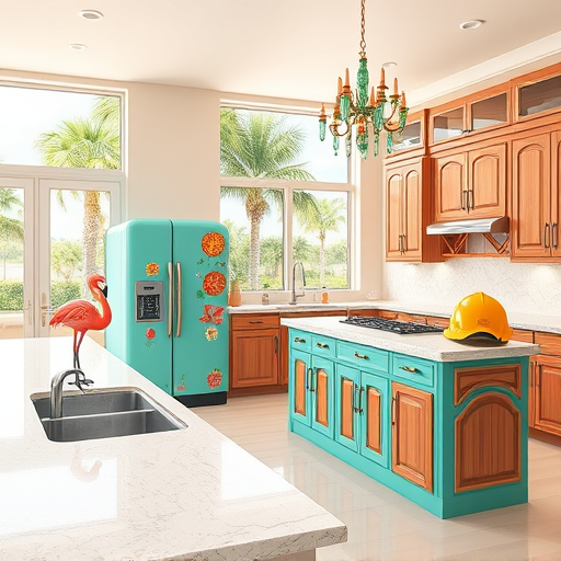 A vibrant, textured illustration of a traditional African-style kitchen scene featuring bold geometric patterns and intricate motifs. The wooden countertop, depicted with warm tones, is decorated with patterned clay jars, woven baskets filled with colorful spices, and hand-painted ceramic tiles. An ornate African tribal shield hangs on the wall, adding cultural depth. Stylized plants with exaggerated, swirling leaves and flowers inspired by African textiles surround the scene. The background showcases a mosaic of earthy reds, deep browns, and vibrant oranges, creating a warm, energetic atmosphere. Playful details include a cartoonish soapstone stove with whimsical steam puffs and uniquely carved tribal utensils, emphasizing creativity and resourcefulness. The scene is framed with traditional African patterns like zigzags and dots, enhancing visual richness. Overall, the image blends artistic flair with functionality, celebrating African heritage and inspiring budget-friendly kitchen upgrades with colorful, playful elements.