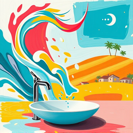 A vibrant digital illustration of a modern kitchen in Spring Hill, Florida, highlighting professional kitchen renovation services. The open, airy design features large windows with lush greenery and sunlight streaming in, creating a fresh, inviting atmosphere. The sleek countertops showcase state-of-the-art appliances, shiny copper pots hanging from a contemporary rack, and a colorful sun-shaped spice rack adding personality. A whimsical robot chef assistantly juggles bright vegetables on the counter, injecting playful energy into the professional setting. The color palette includes turquoise, warm coral, and earthy browns for a welcoming yet efficient feel. Background details reveal Florida elements such as palm trees outside the windows and seaside-inspired decor like seashell soap dispensers and coral-colored tiles, blending local charm with modern amenities. The crisp, detailed digital brushwork emphasizes clarity and sophistication, with quirky details and lively colors making this an engaging, dynamic image perfect for illustrating professional kitchen renovation services in Spring Hill, Florida.