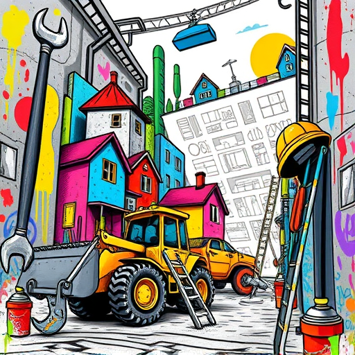 A vibrant Mexican Muralism-inspired mural depicting innovative anti-scald kitchen fixtures. The scene features sleek, stylized faucets and showerheads with exaggerated, heroic contours, large curving handles, and dynamic water streams in bold, saturated colors like fiery reds, deep blues, and mint greens, emphasizing safety and flow. Playful elements such as whimsical bubbles with tiny safety helmets and water droplets with expressive faces add a quirky, lighthearted touch. The background showcases warm terracotta tiled walls with intricate geometric patterns inspired by traditional Mexican textiles, enhancing cultural richness. Soft sunray effects cast a warm glow over the scene, creating an energetic and community-oriented atmosphere that blends craftsmanship, safety, tradition, and innovation.