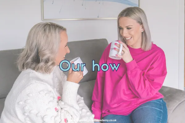 Blog title "Our How" with two females drinking coffee 
