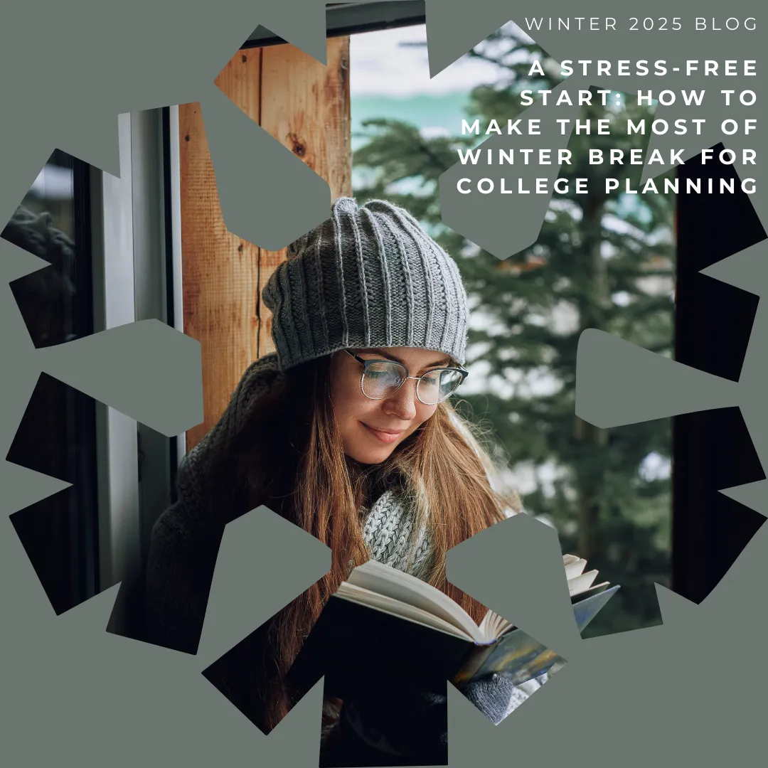 A high school student sitting by a window with a warm drink, reflecting during winter break as part of a stress-free approach to college planning.