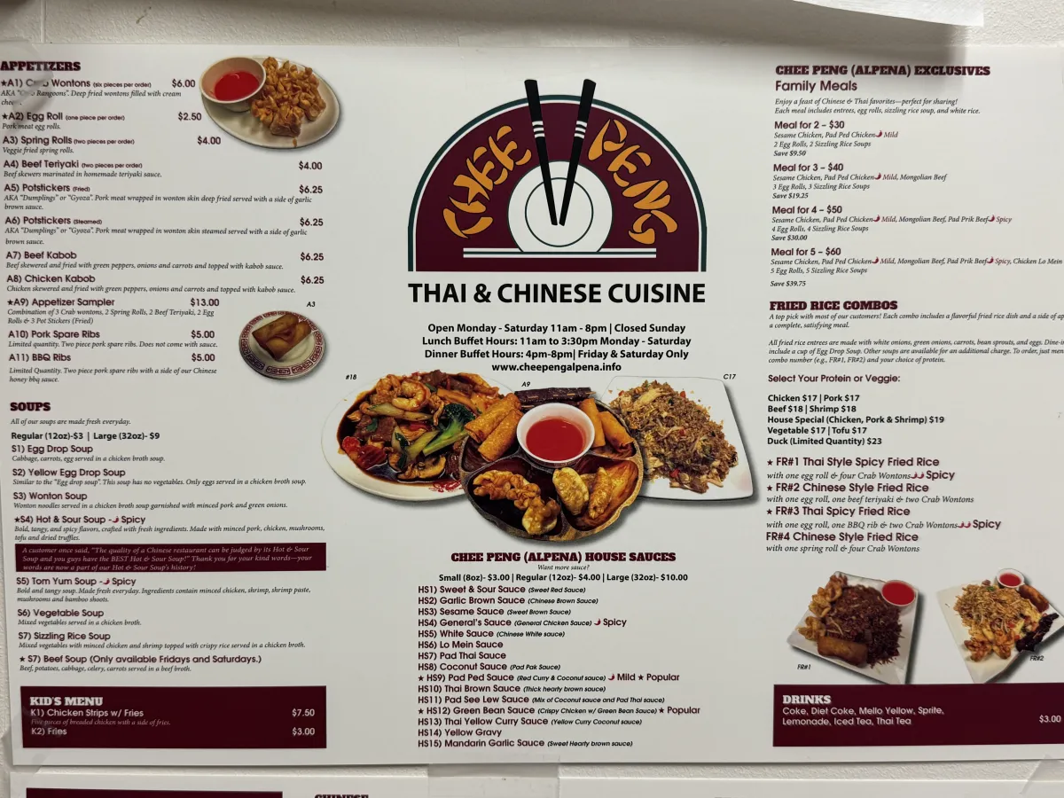 Chee Peng (Alpena) Menu
