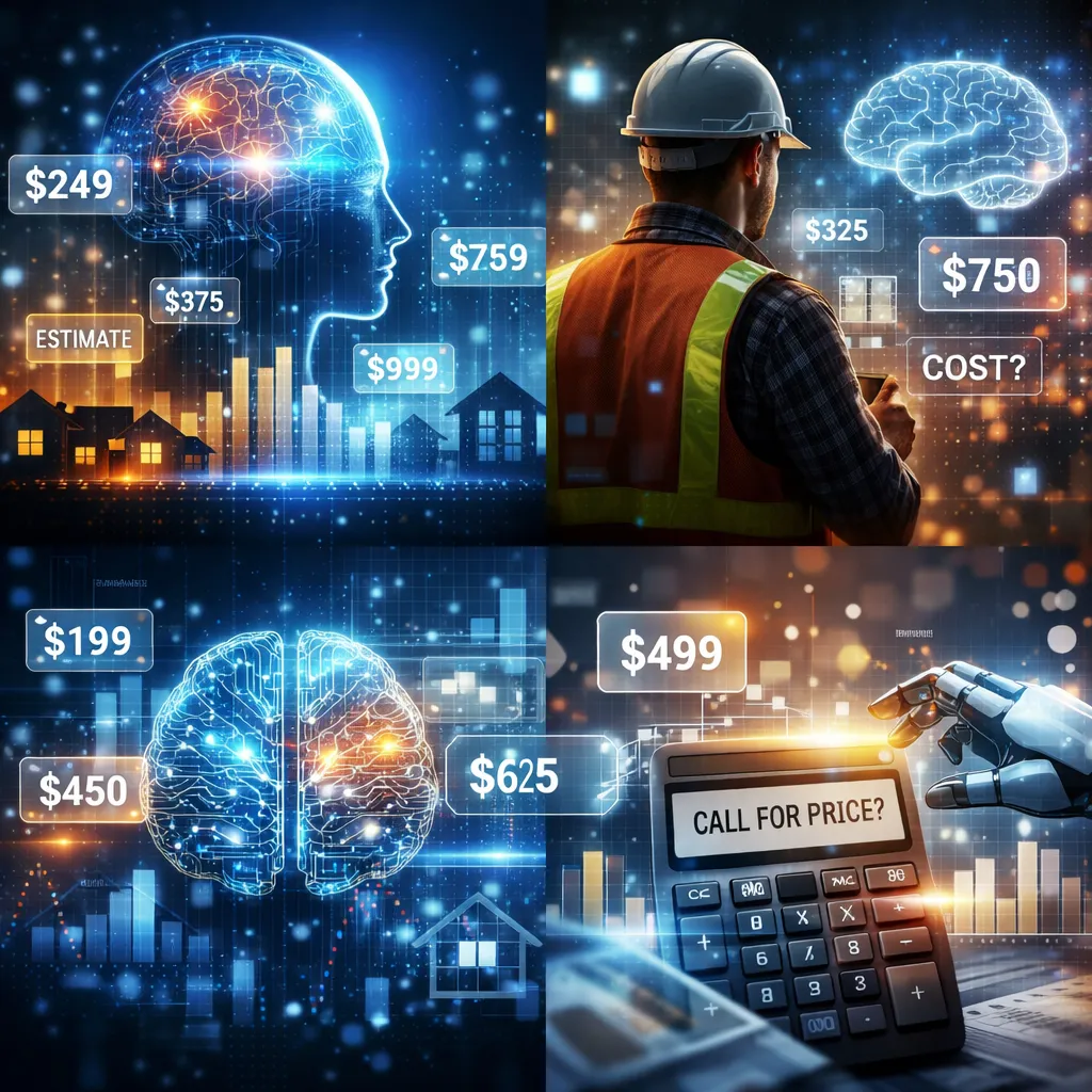 Abstract illustration showing artificial intelligence analyzing service pricing in the home services industry