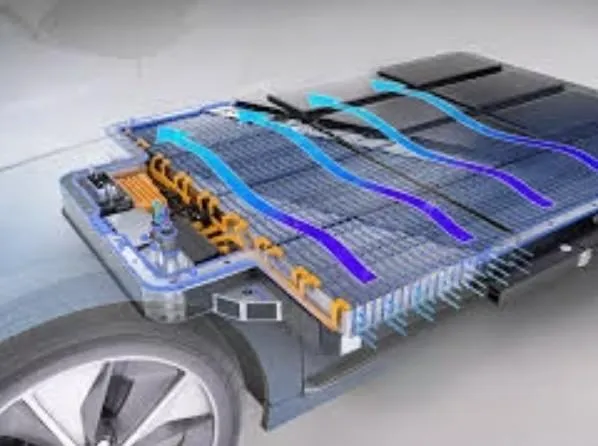 Close-up of a solid-state battery prototype, representing next-generation energy storage technology for electric vehicles.