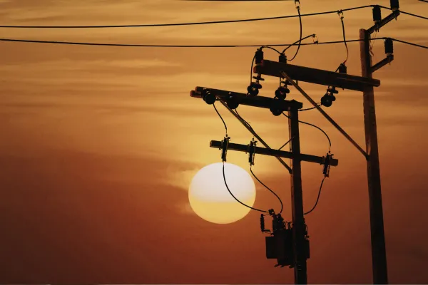utility pole at sunset
