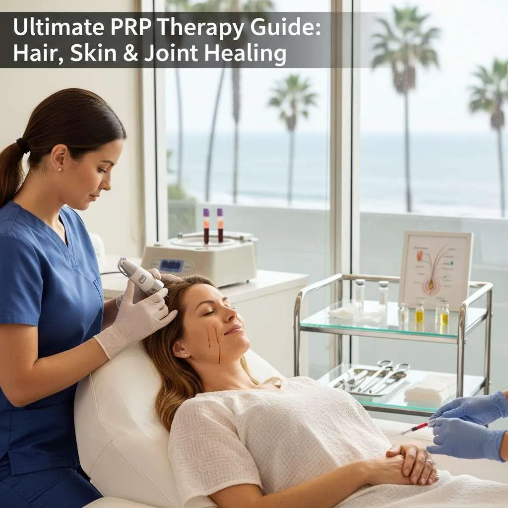 Patient receiving PRP therapy at a Levogue med spa for hair restoration, skin rejuvenation, and joint healing, highlighting the procedure and regenerative benefits.