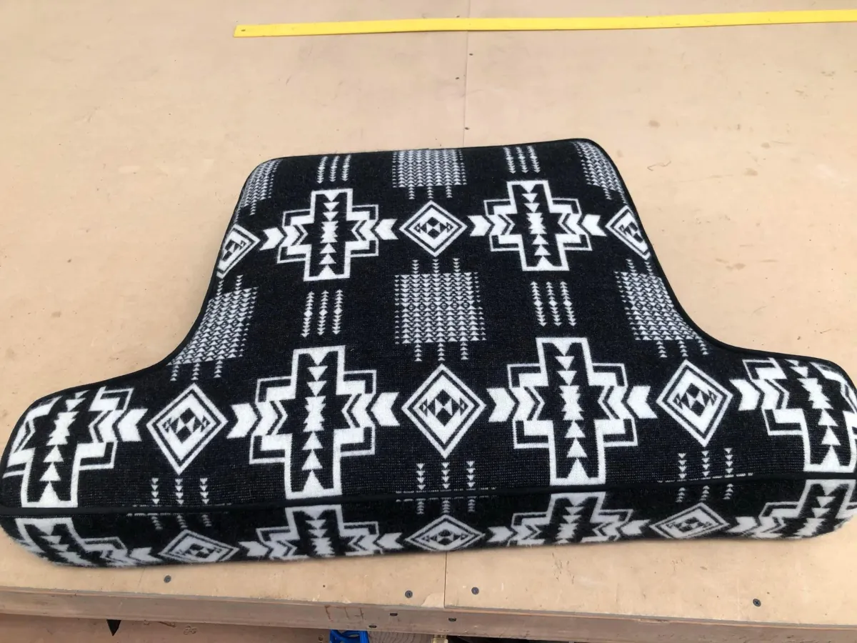 Custom upholstery with black and white pattern