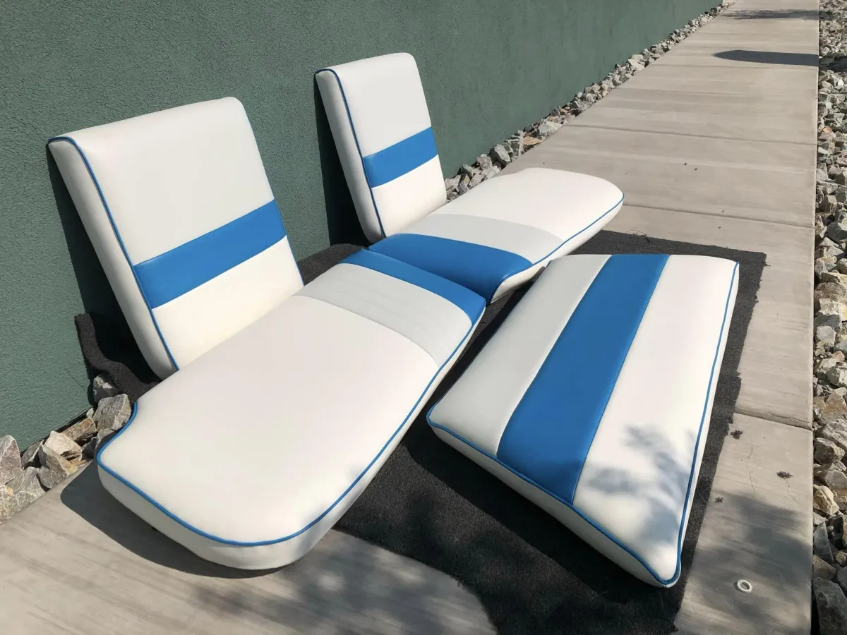 Classic blue and white upholstery for cars