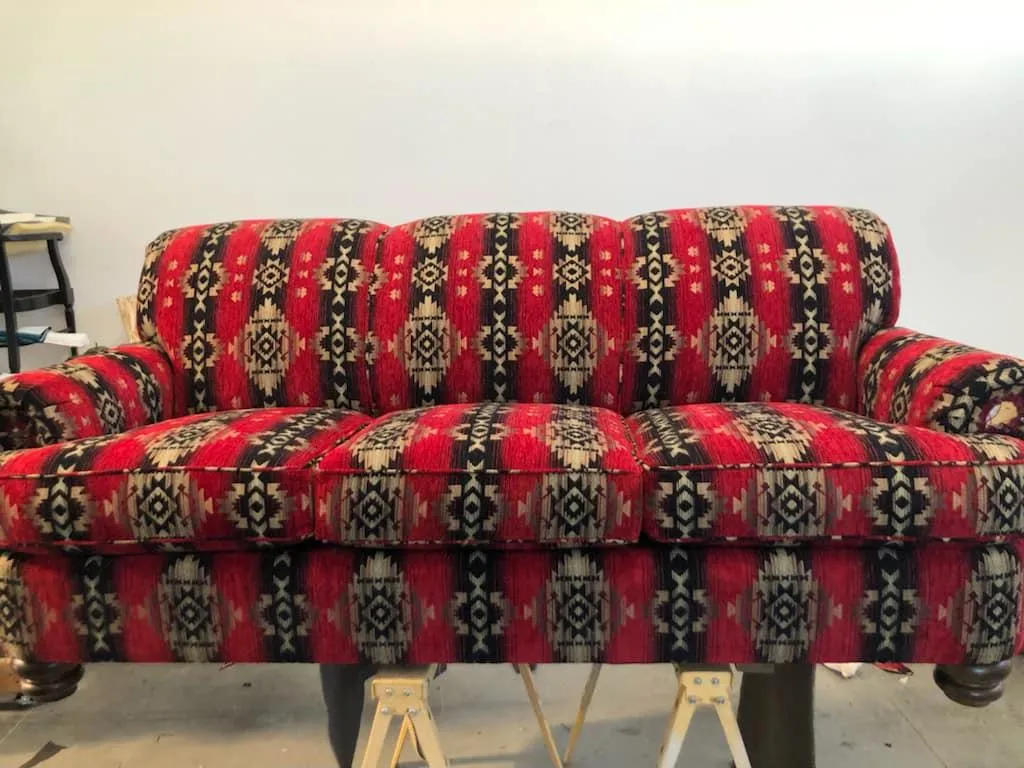 Traditional red sofa