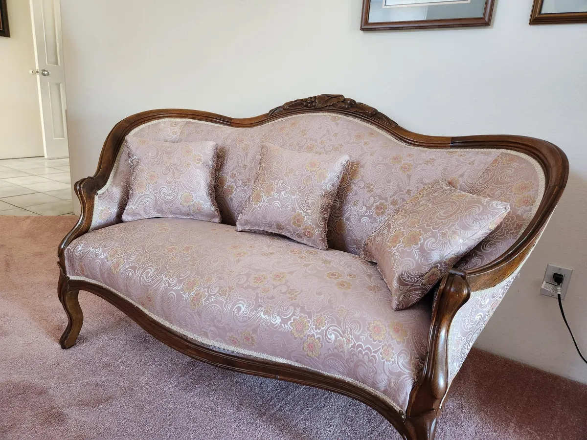 Classic luxury sofa with wooden edges