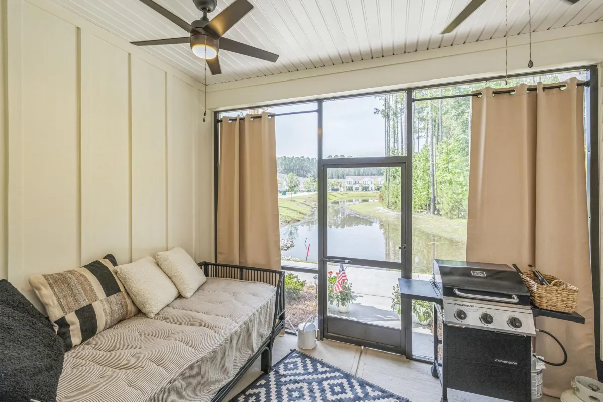 Relaxing screened porch with marsh view