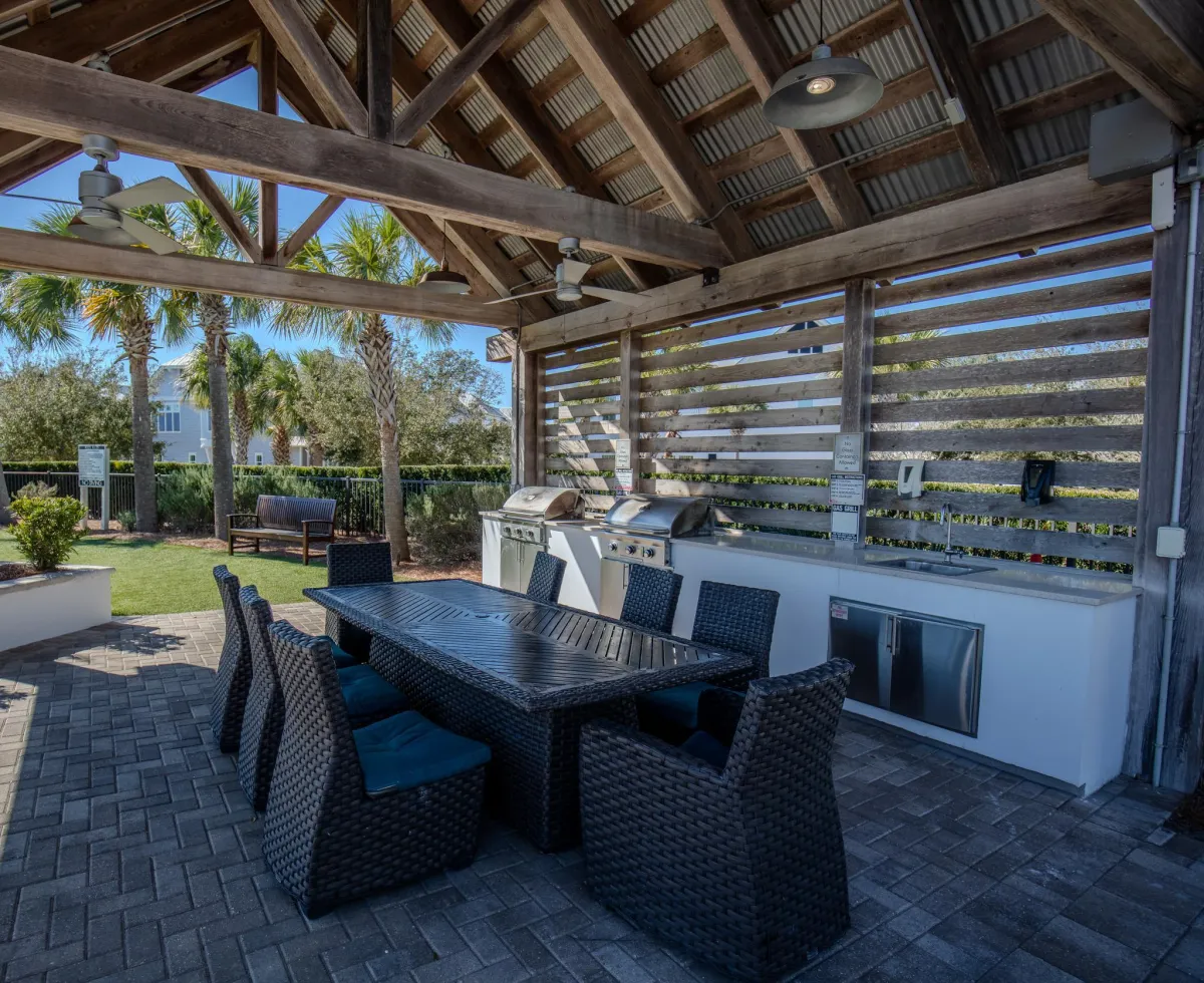 Community grills and dining area