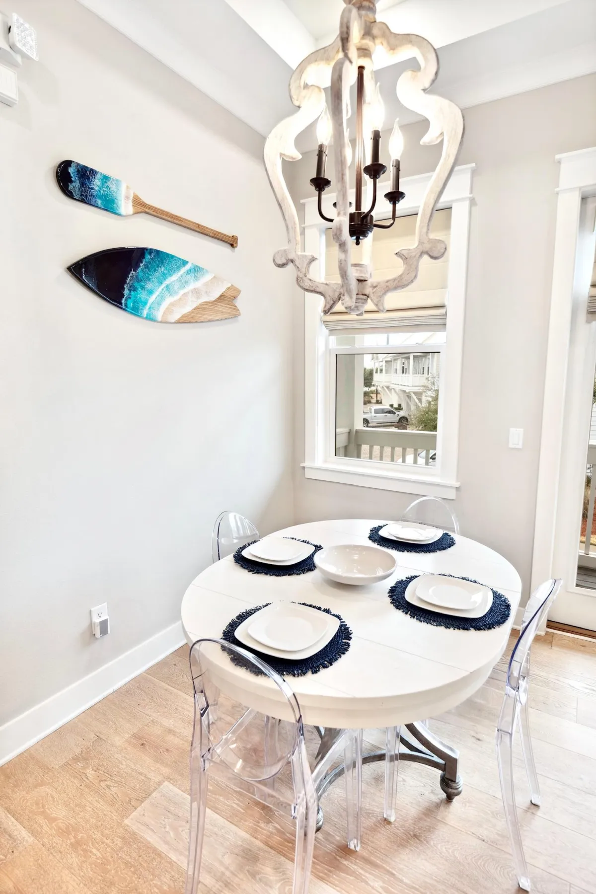 Beach-themed dining area