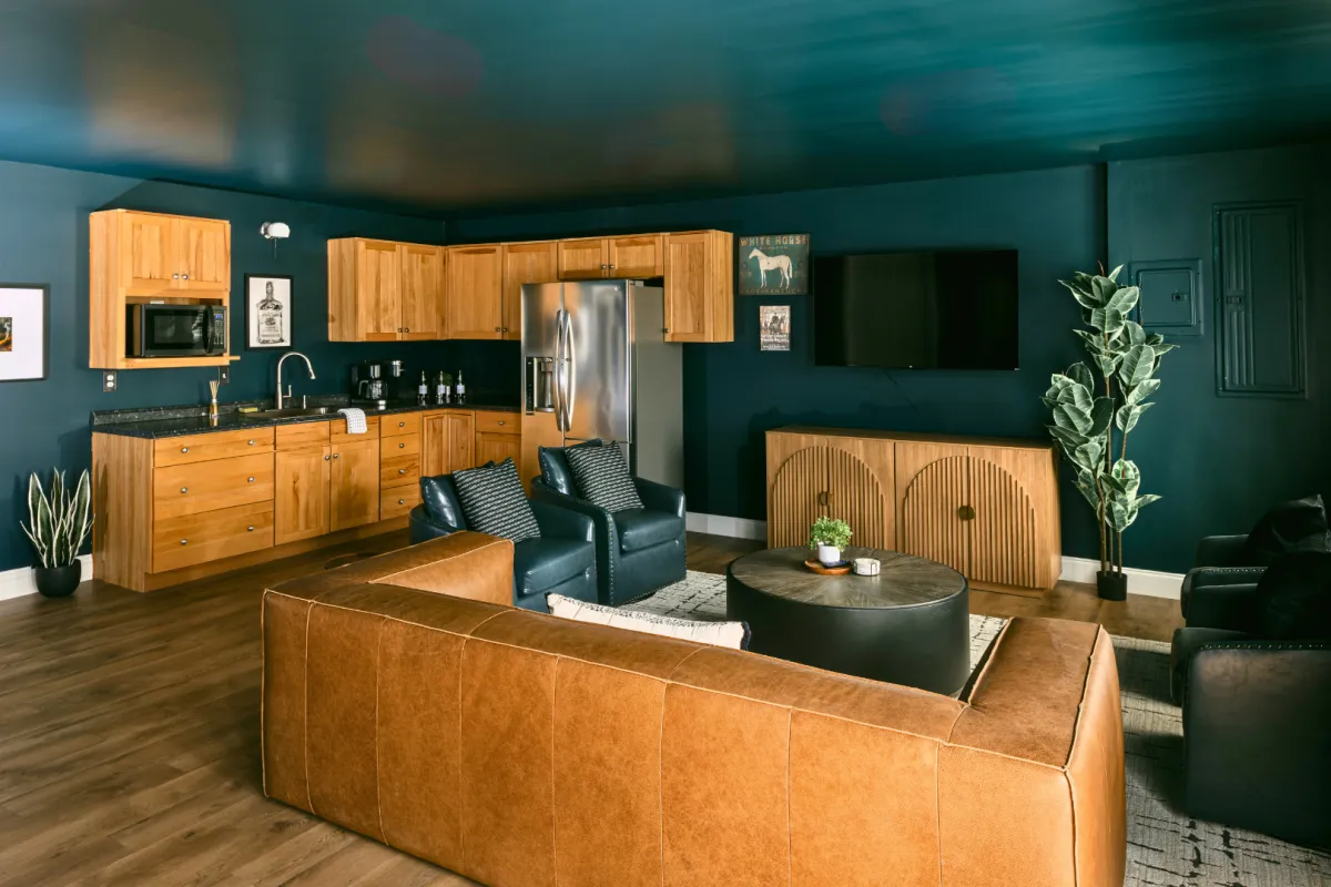 Downstairs living, dining, kitchen space perfect for gathering