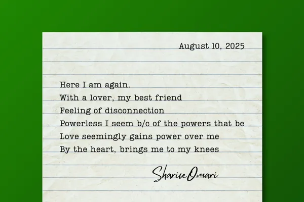 pouring in journal entry excerpt on green background