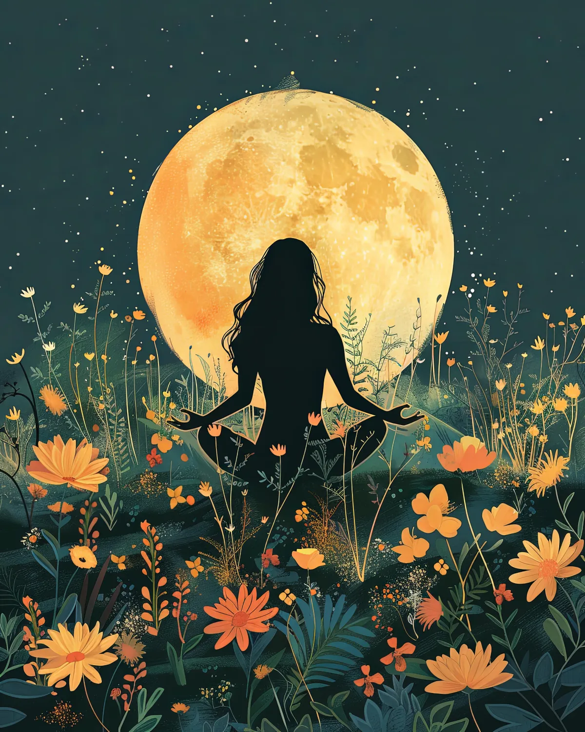 Woman sitting in the moon