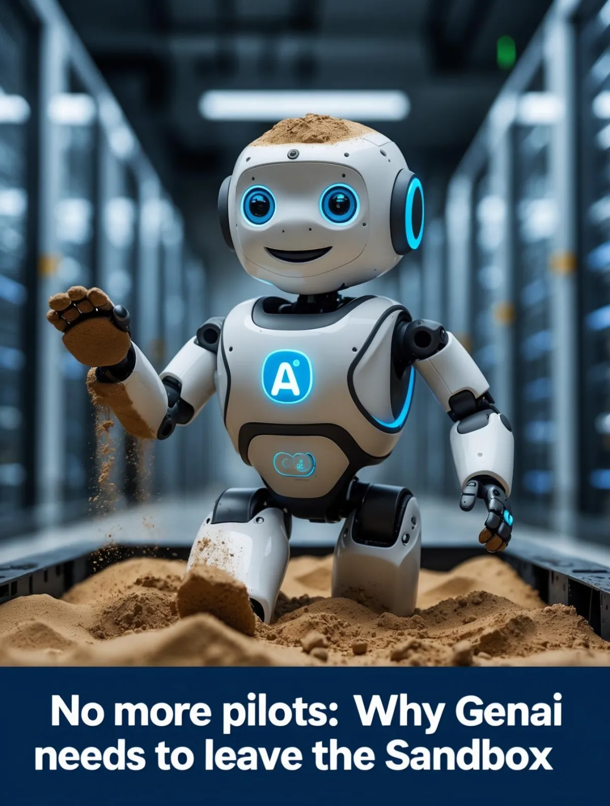 Illustration of generative AI models transitioning from lab testing to real-world business environments