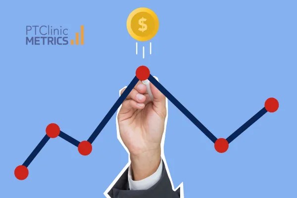 Hand drawing chart for profit and loss with blue background