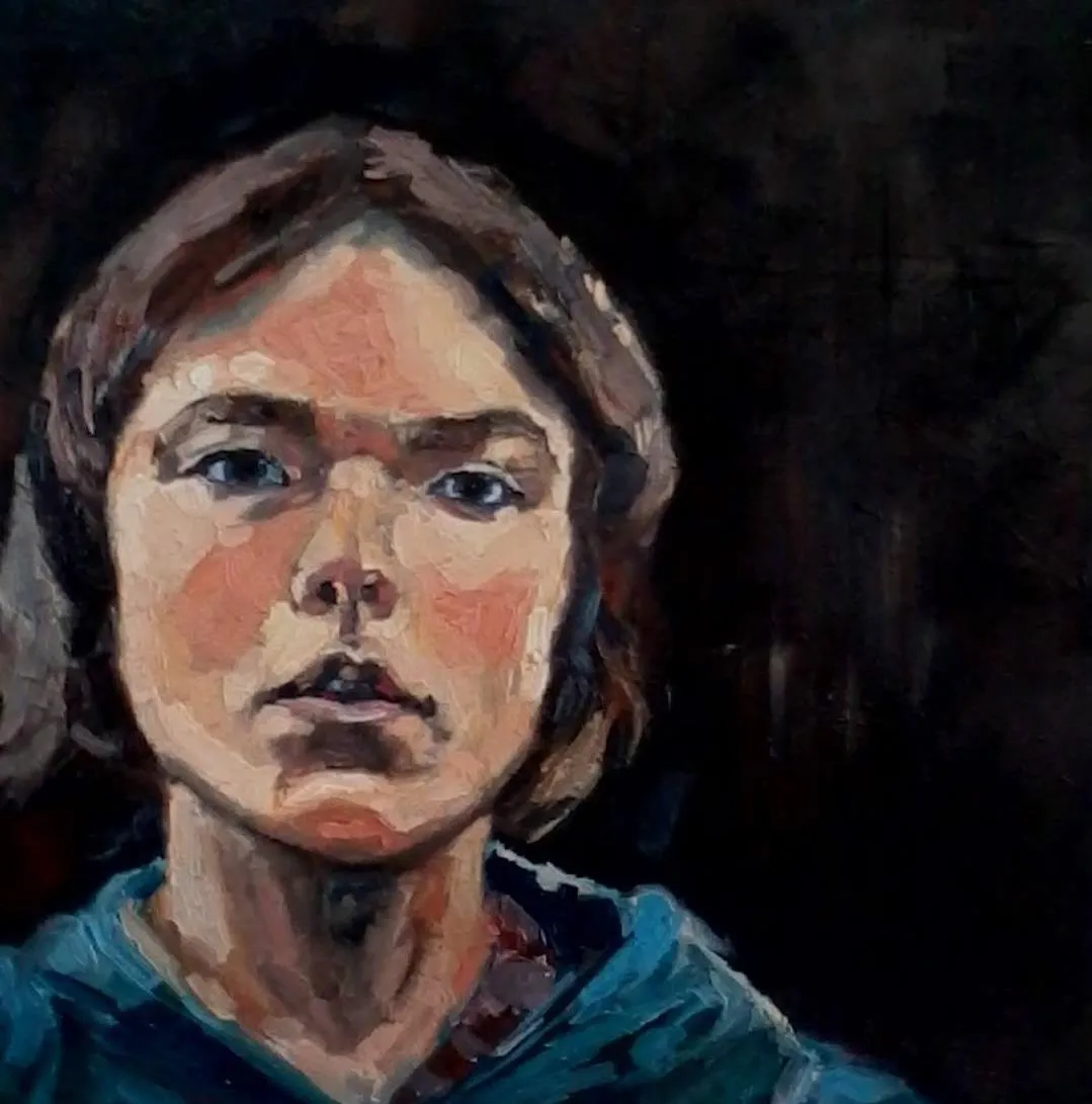 Autoportret, "Twarz nocą", 100 x 100 cm, 2018 rok