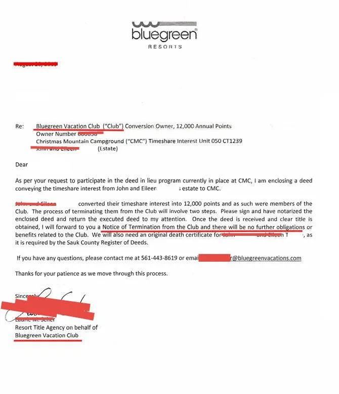 Bluegreen Resorts Termination