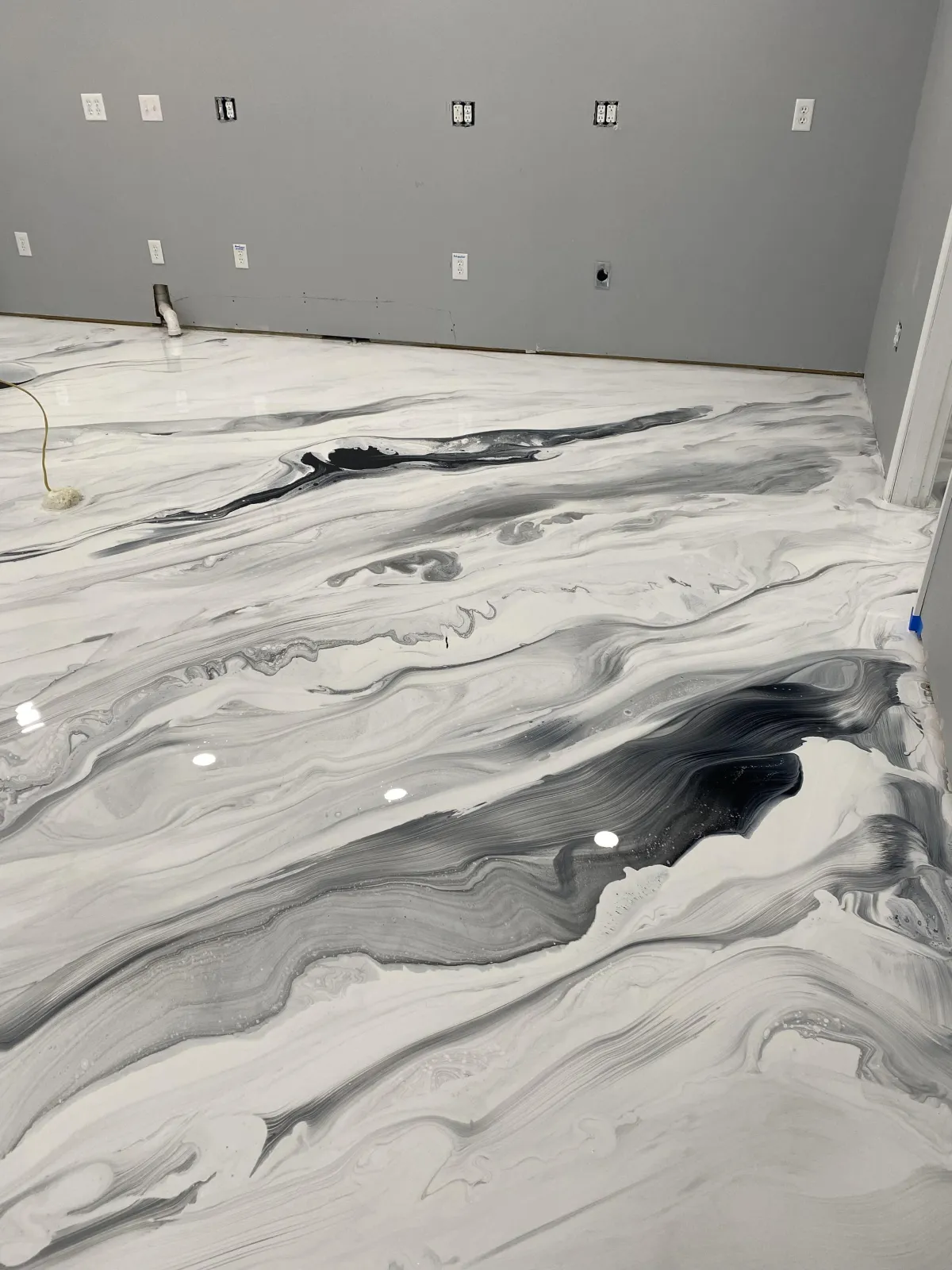 black and white marble epoxy floor