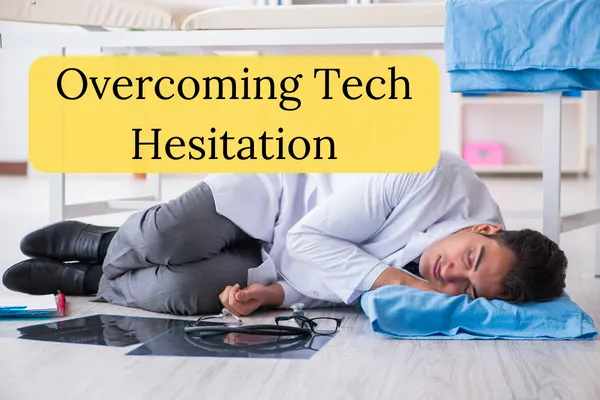 provider sleeping on the floor frustrated about technology