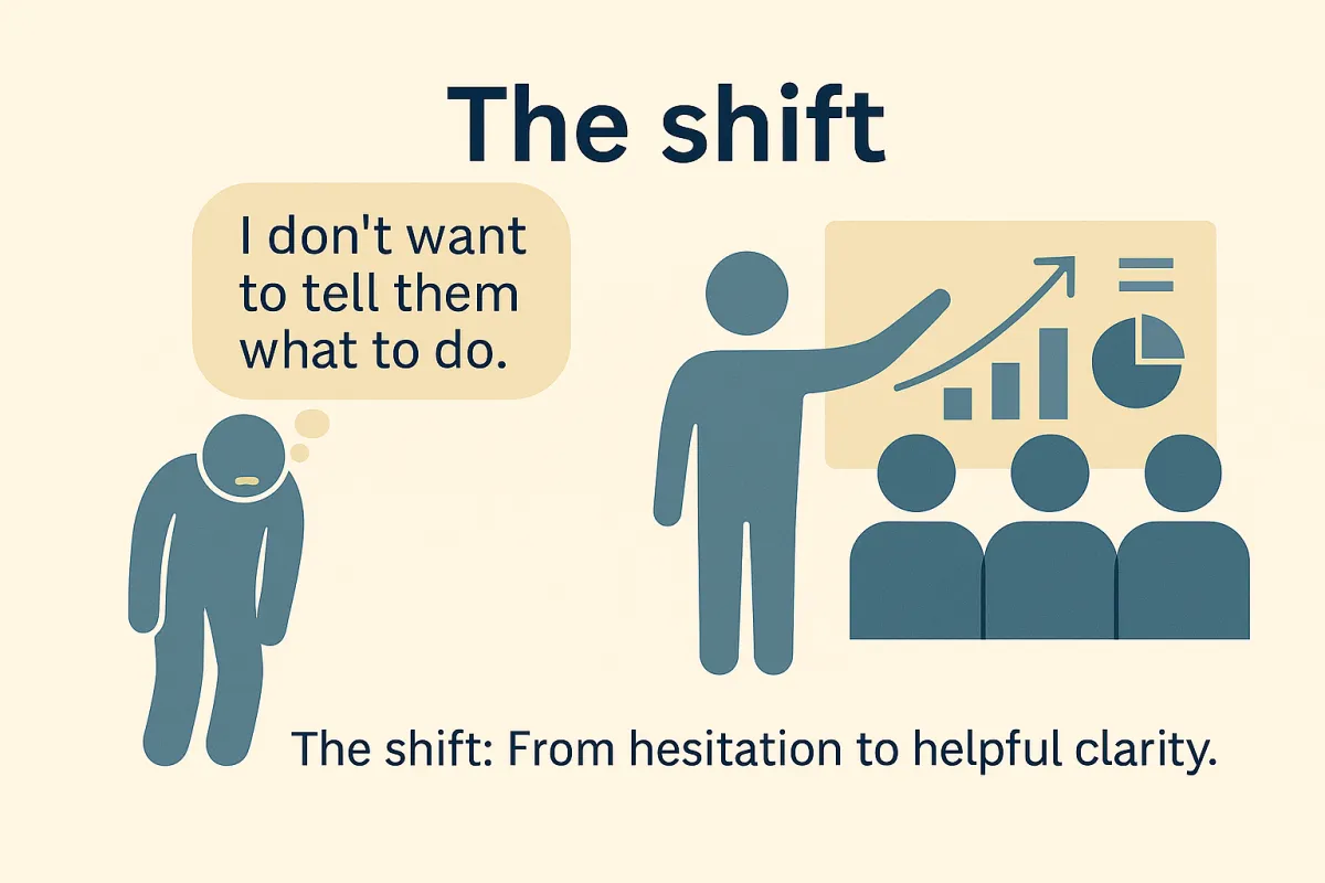 The shift from hesitation to helpful clarity