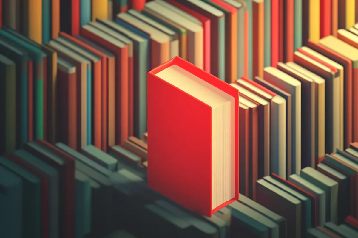 Red Book against Books Background