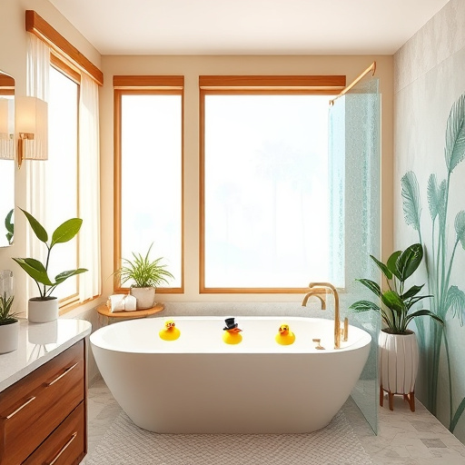 A vibrant blog cover image centered around the theme "How to Fix Poor Bathroom Ventilation," designed in a colorful Pre-Columbian art style, features a stylized bathroom ventilation fan adorned with intricate geometric patterns and bright colors representing nature's greenery, symbolizing fresh air. Surrounding the fan are whimsical steam swirls decorated with tiny, colorful flowers, reflecting the moisture present in poorly ventilated bathrooms. The backdrop includes charming bathroom elements like a colorful pottery sink, a mosaic mirror, and patterned tiles, creating a cozy atmosphere. A playful, animated cloud with a smile highlights the importance of proper ventilation, adding personality to the design. The rich earth tone color palette, accented with turquoise and warm orange, enhances the inviting ambiance. Overall, the composition combines a playful yet informative tone, drawing viewers in with a light-hearted approach while effectively showcasing the significance of improved bathroom ventilation. Subtle textures and patterns throughout the background add depth and engagement, all framed within an eye-catching ancient Pre-Columbian aesthetic.