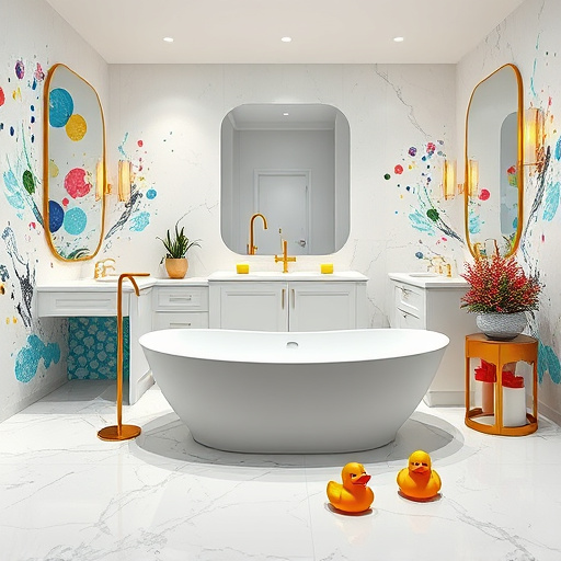 A vivid photorealistic image of a modern living room undergoing a transformation, depicting the theme of "home remodeling software free." The left half shows original, slightly outdated decor with warm wooden furniture and classic wallpaper, contrasting with the right half, featuring sleek lines, vibrant paint colors, and contemporary furnishings. Colorful paint swatches are scattered across a stylish coffee table next to an open laptop displaying the user-friendly interface of remodeling software, showcasing a digitally imagined refreshed room. Natural light filters through large windows, highlighting playful elements like potted plants with varied textures and an abstract art piece on the wall, creating a creative and optimistic atmosphere. Whimsical touches include oversized paintbrushes by the wall and a quirky geometric wall clock, enhancing the dynamic mood. The background reveals outdoor greenery, adding a serene touch, with a harmonious color palette of soft greens, warm whites, and vibrant pops of color, embodying the spirit of transformation and DIY home improvement.