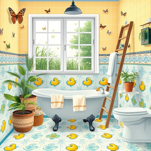 A colorful blog cover image for "Home Improvement 101," featuring a cozy living room setting filled with DIY home renovation tools. The scene includes an array of vintage paint cans, brushes, and stencils scattered across a hand-woven textile rug. Lively potted plants enhance the inviting atmosphere, while a sunlit window in the background offers a glimpse of a sunny garden, adorned with whimsical butterflies. The overall mood is playful and inspiring, influenced by Pre-Columbian art, showcasing intricate geometric patterns in vibrant earthy tones like terracotta, turquoise, and rich greens. Quirky details include unfinished wooden projects, animal-shaped tools, and a chalkboard displaying home improvement tips, inviting viewers to embark on their own creative home journeys.