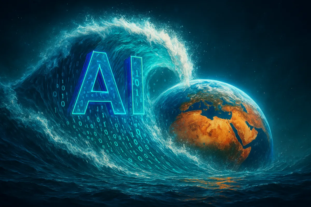 Globe engulfed by AI wave OCEAN TIDAL
