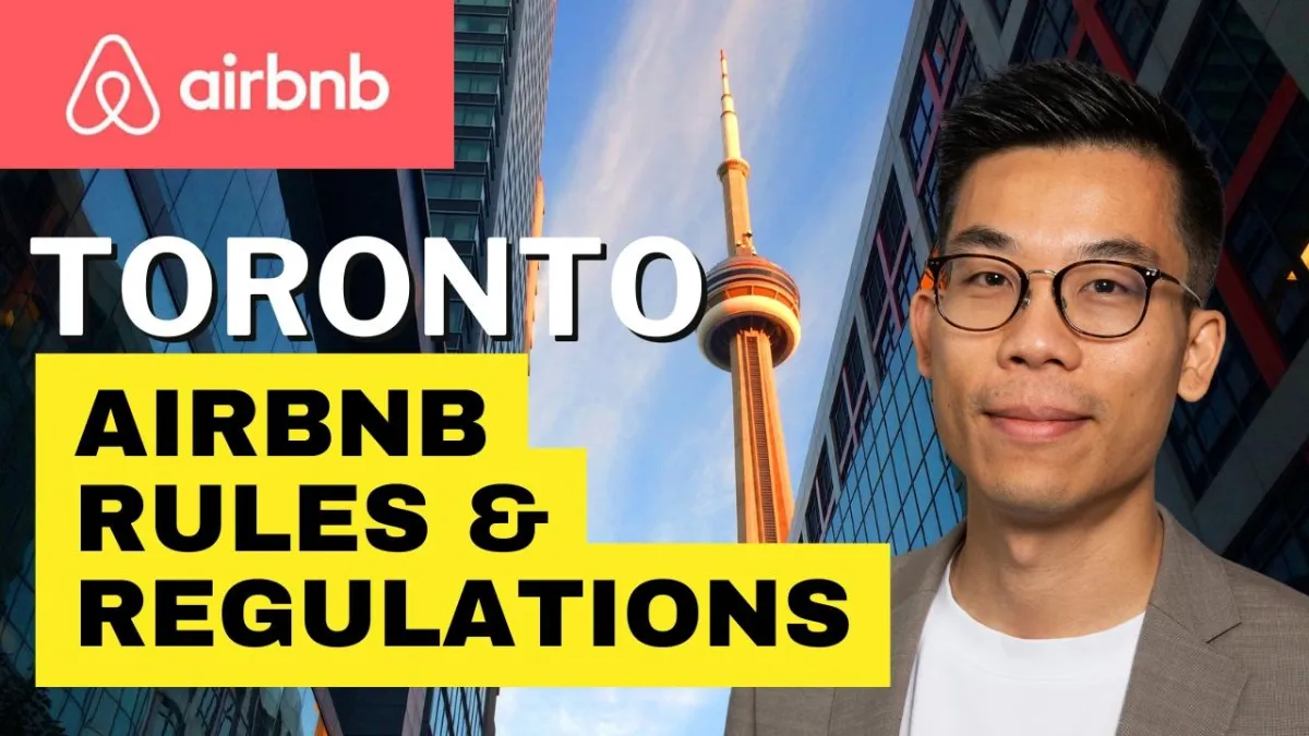 Cityscape of Toronto with iconic landmarks under a cloudy sky – guide to Airbnb hosting rules and regulations.